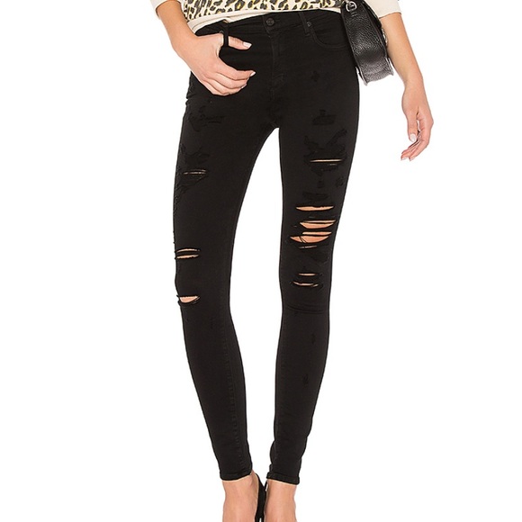 Agolde Denim - AGOLDE Sophie black high rise skinny destroyed